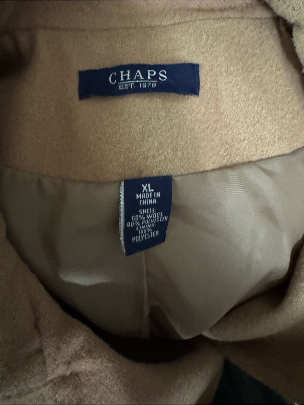 Chaps Camel Double-Breasted Peacoat - Picture 2 of 6